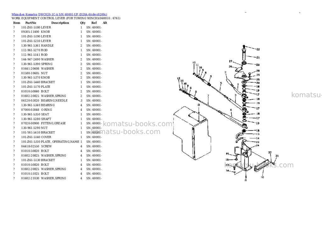 Komatsu dwc020-1c-a s/n 60001-up d20a-6 Parts catalog cover Page 2