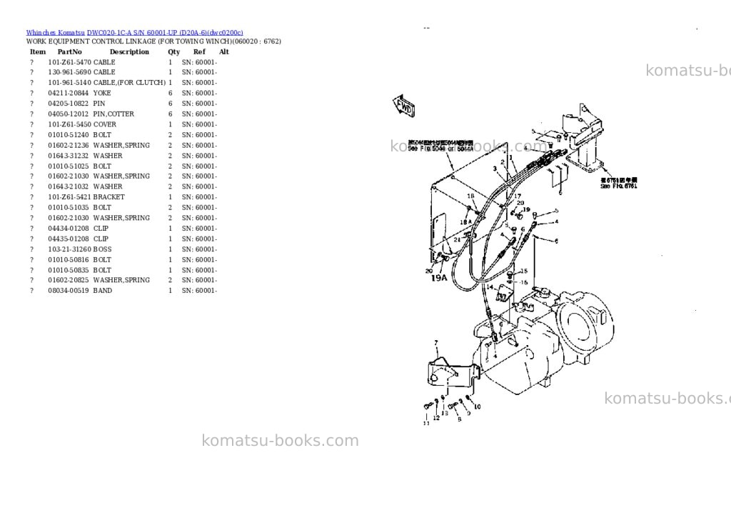 Komatsu dwc020-1c-a s/n 60001-up d20a-6 Parts catalog cover Page 3