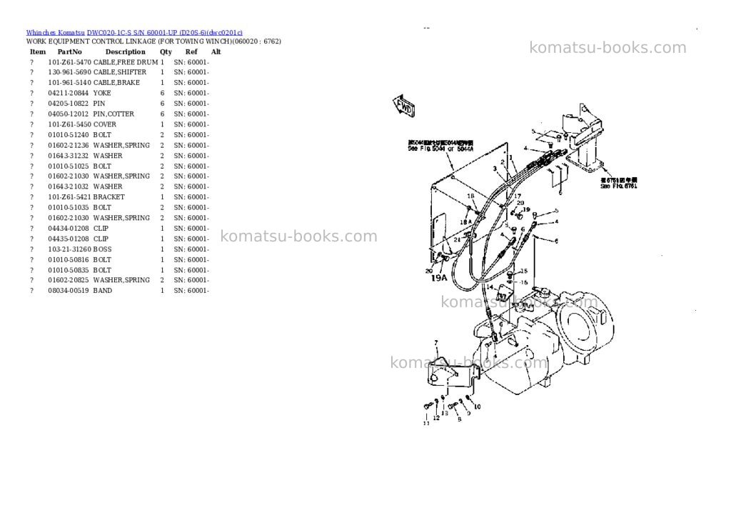 Komatsu dwc020-1c-s s/n 60001-up d20s-6 Parts catalog cover Page 3 Komatsu dwc020-1c-s s/n 60001-up d20s-6 Parts catalog cover Page 3