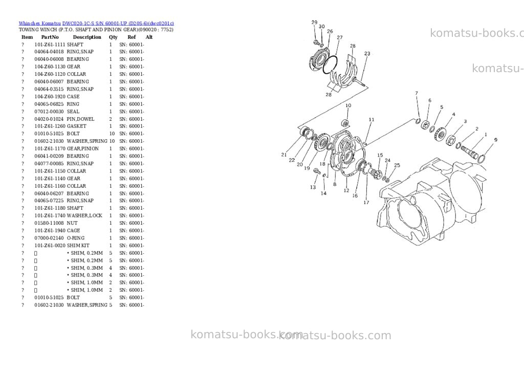 Komatsu dwc020-1c-s s/n 60001-up d20s-6 Parts catalog cover Page 5 Komatsu dwc020-1c-s s/n 60001-up d20s-6 Parts catalog cover Page 5