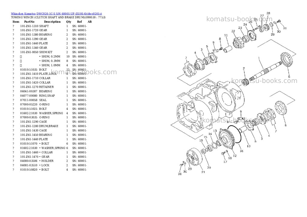 Komatsu dwc020-1c-s s/n 60001-up d20s-6 Parts catalog cover Page 6 Komatsu dwc020-1c-s s/n 60001-up d20s-6 Parts catalog cover Page 6