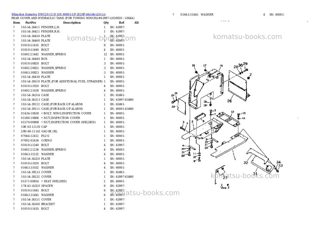 Komatsu dwc20-1c-d s/n 60001-up d20p-6a Parts catalog cover Komatsu dwc20-1c-d s/n 60001-up d20p-6a Parts catalog cover