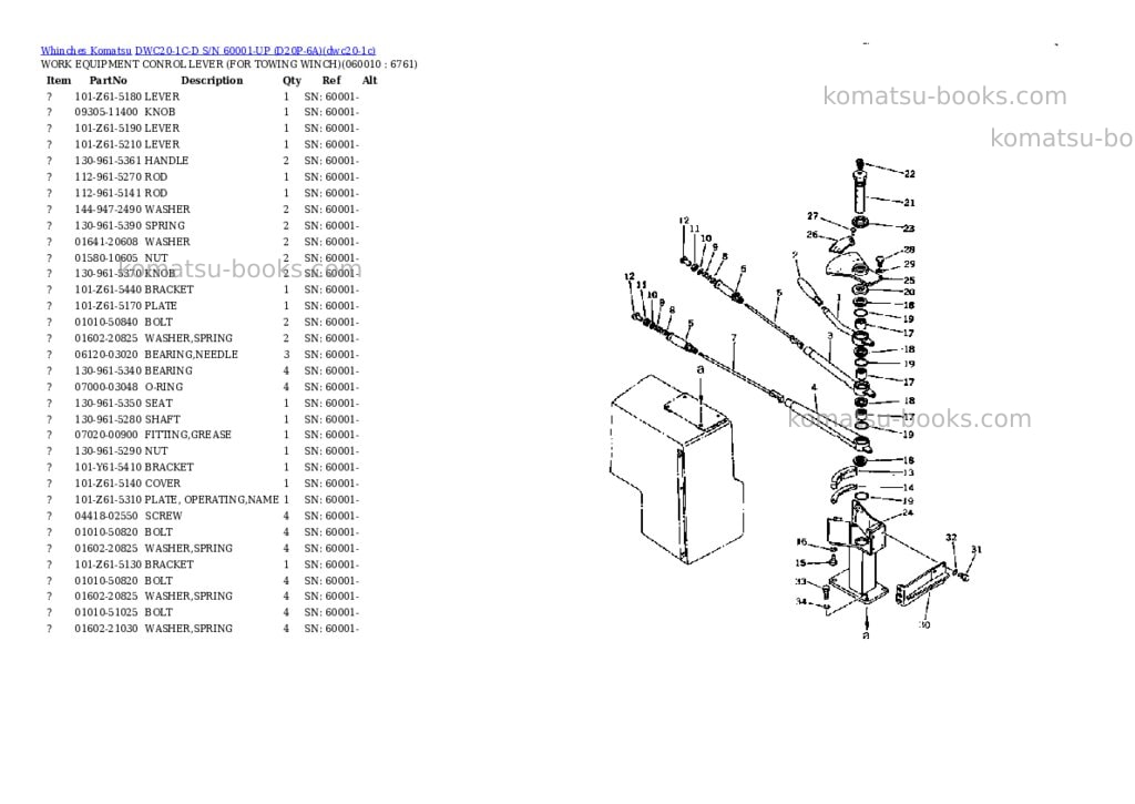 Komatsu dwc20-1c-d s/n 60001-up d20p-6a Parts catalog cover Page 2 Komatsu dwc20-1c-d s/n 60001-up d20p-6a Parts catalog cover Page 2