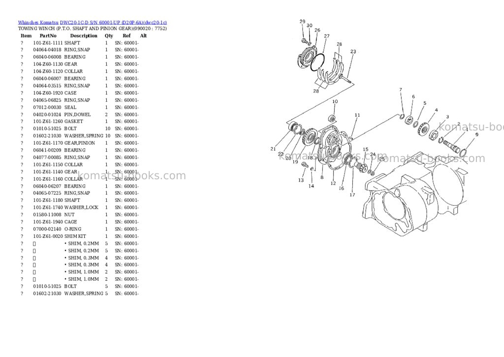 Komatsu dwc20-1c-d s/n 60001-up d20p-6a Parts catalog cover Page 5 Komatsu dwc20-1c-d s/n 60001-up d20p-6a Parts catalog cover Page 5