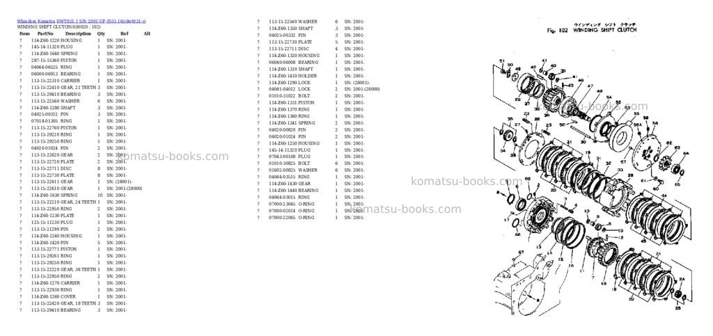 Komatsu dwt031-1 s/n 2001-up d31-16 Parts catalog cover Komatsu dwt031-1 s/n 2001-up d31-16 Parts catalog cover