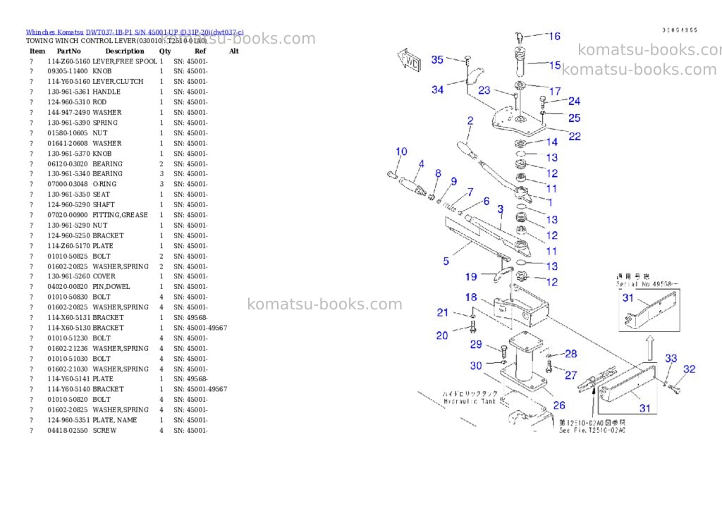 Komatsu DWT037-1B-P1 S/N 45001-UP (D31P-20) Parts catalog cover Komatsu DWT037-1B-P1 S/N 45001-UP (D31P-20) Parts catalog cover