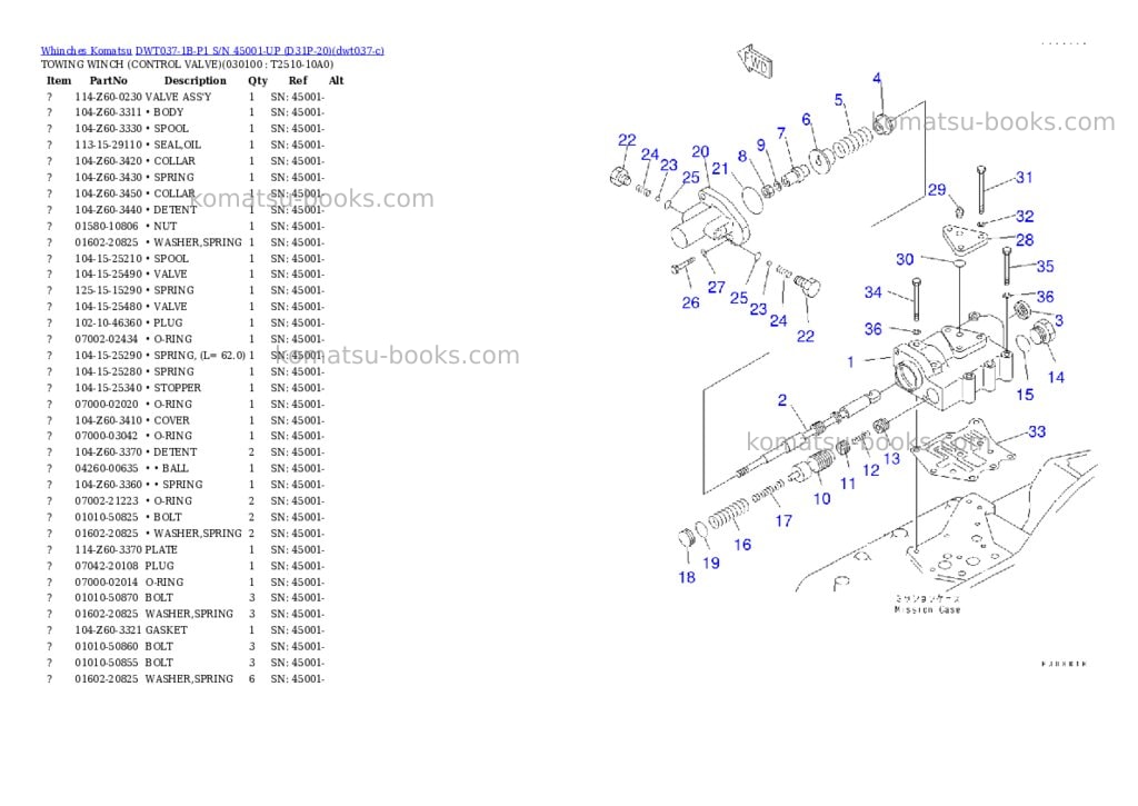 Komatsu DWT037-1B-P1 S/N 45001-UP (D31P-20) Parts catalog cover Page 10 Komatsu DWT037-1B-P1 S/N 45001-UP (D31P-20) Parts catalog cover Page 10
