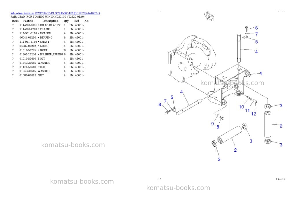 Komatsu DWT037-1B-P1 S/N 45001-UP (D31P-20) Parts catalog cover Page 11 Komatsu DWT037-1B-P1 S/N 45001-UP (D31P-20) Parts catalog cover Page 11