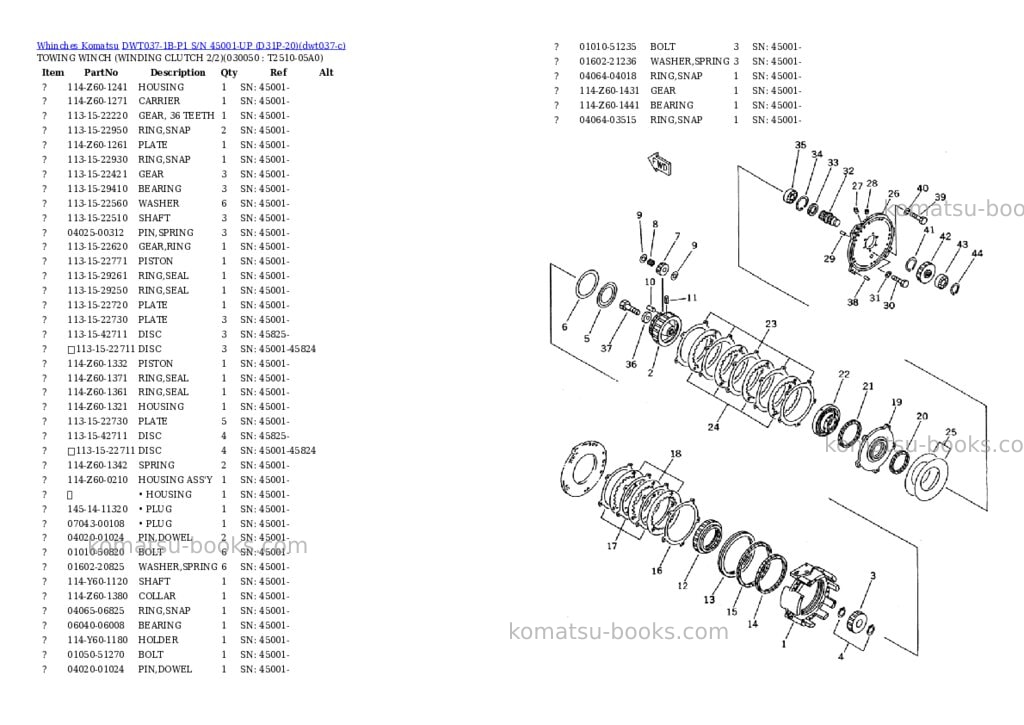 Komatsu DWT037-1B-P1 S/N 45001-UP (D31P-20) Parts catalog cover Page 5 Komatsu DWT037-1B-P1 S/N 45001-UP (D31P-20) Parts catalog cover Page 5