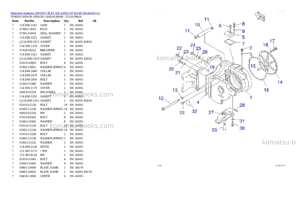 Komatsu DWT037-1B-P1 S/N 45001-UP (D31P-20) Parts catalog cover Page 8 Komatsu DWT037-1B-P1 S/N 45001-UP (D31P-20) Parts catalog cover Page 8