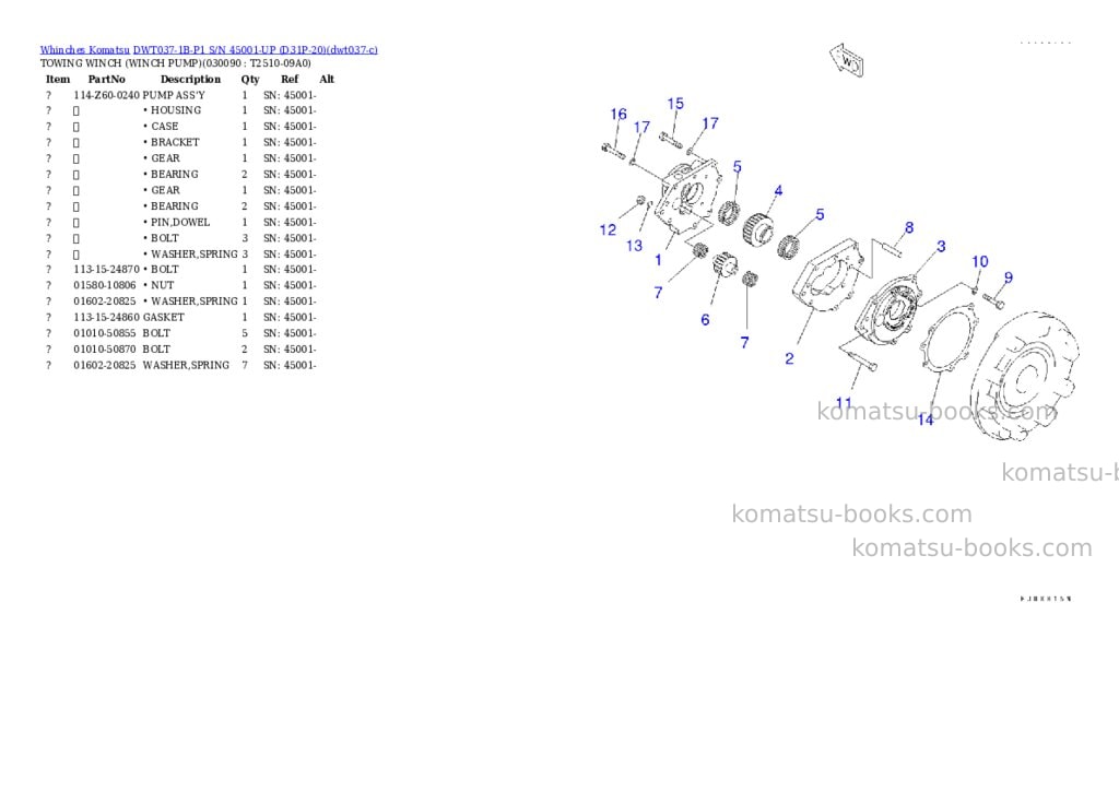 Komatsu DWT037-1B-P1 S/N 45001-UP (D31P-20) Parts catalog cover Page 9 Komatsu DWT037-1B-P1 S/N 45001-UP (D31P-20) Parts catalog cover Page 9