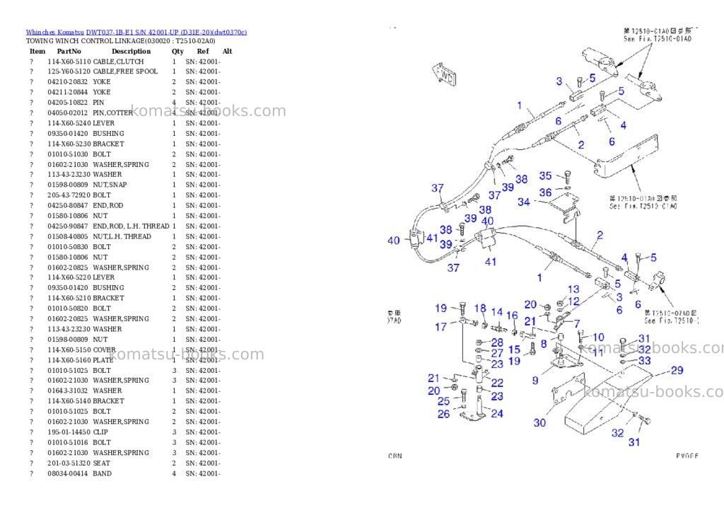 Komatsu dwt037-1b-e1 s/n 42001-up d31e-20 Parts catalog cover