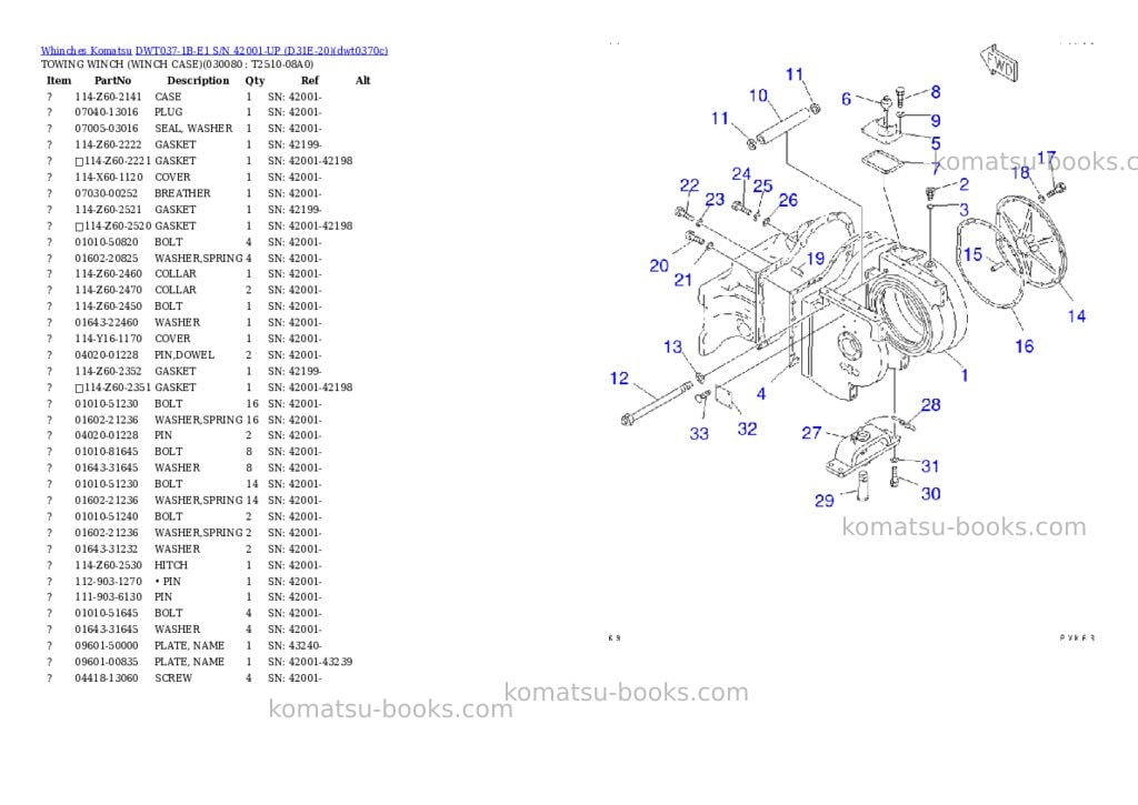 Komatsu dwt037-1b-e1 s/n 42001-up d31e-20 Parts catalog cover Page 7