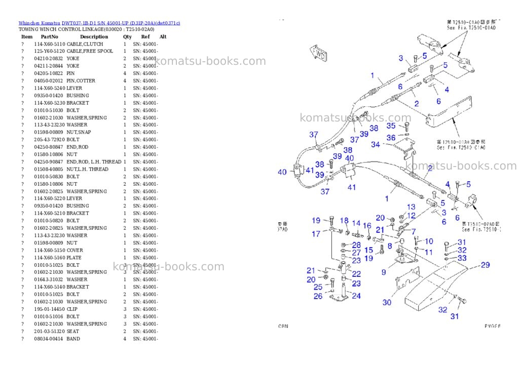 Komatsu dwt037-1b-d1 s/n 45001-up d31p-20a Parts catalog cover