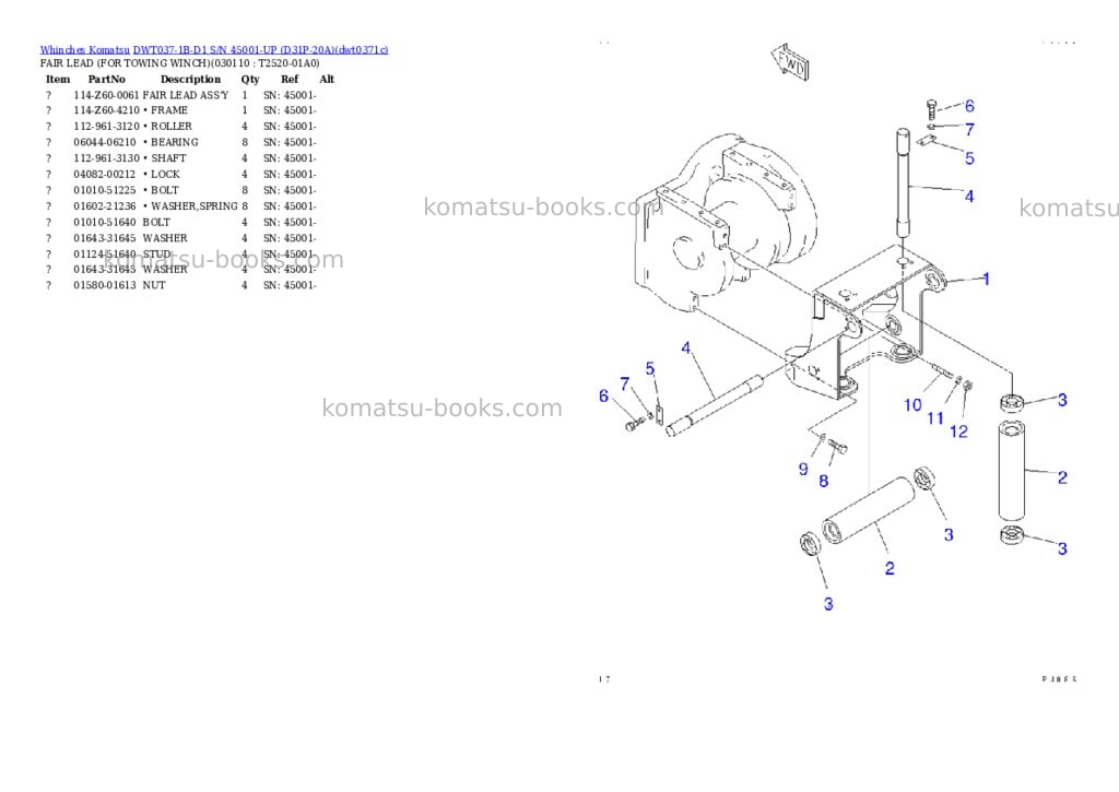 Komatsu dwt037-1b-d1 s/n 45001-up d31p-20a Parts catalog cover Page 10