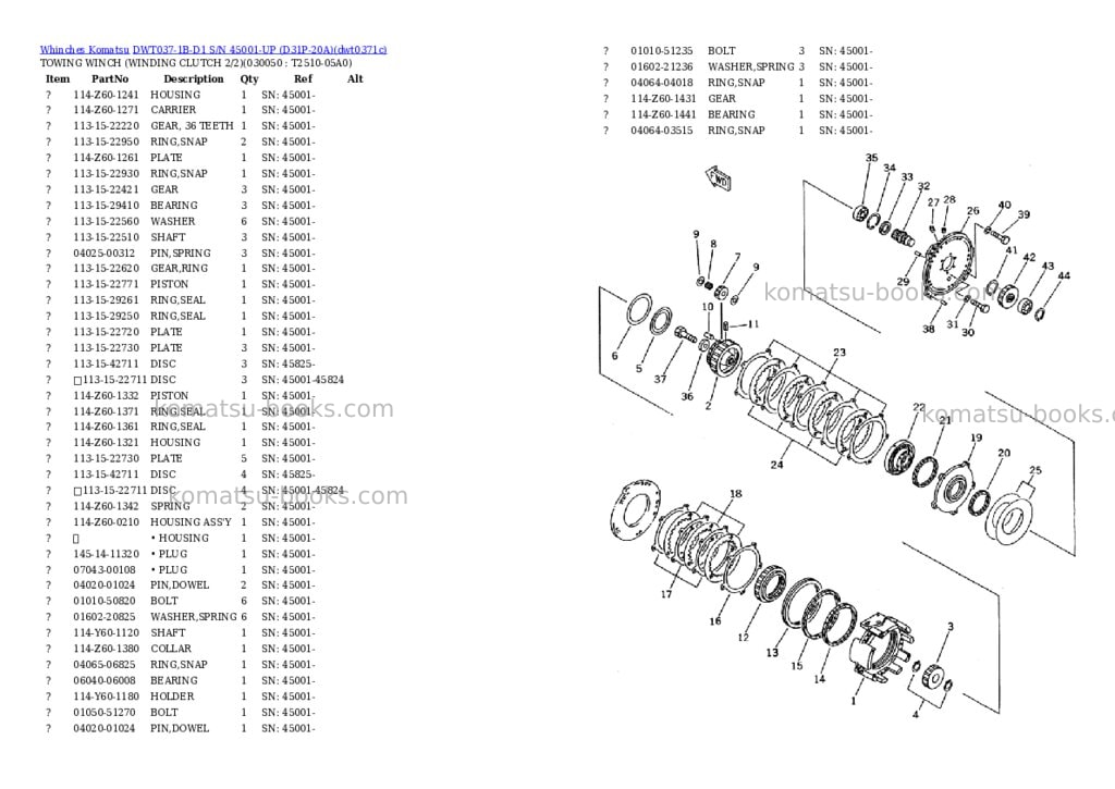 Komatsu dwt037-1b-d1 s/n 45001-up d31p-20a Parts catalog cover Page 4