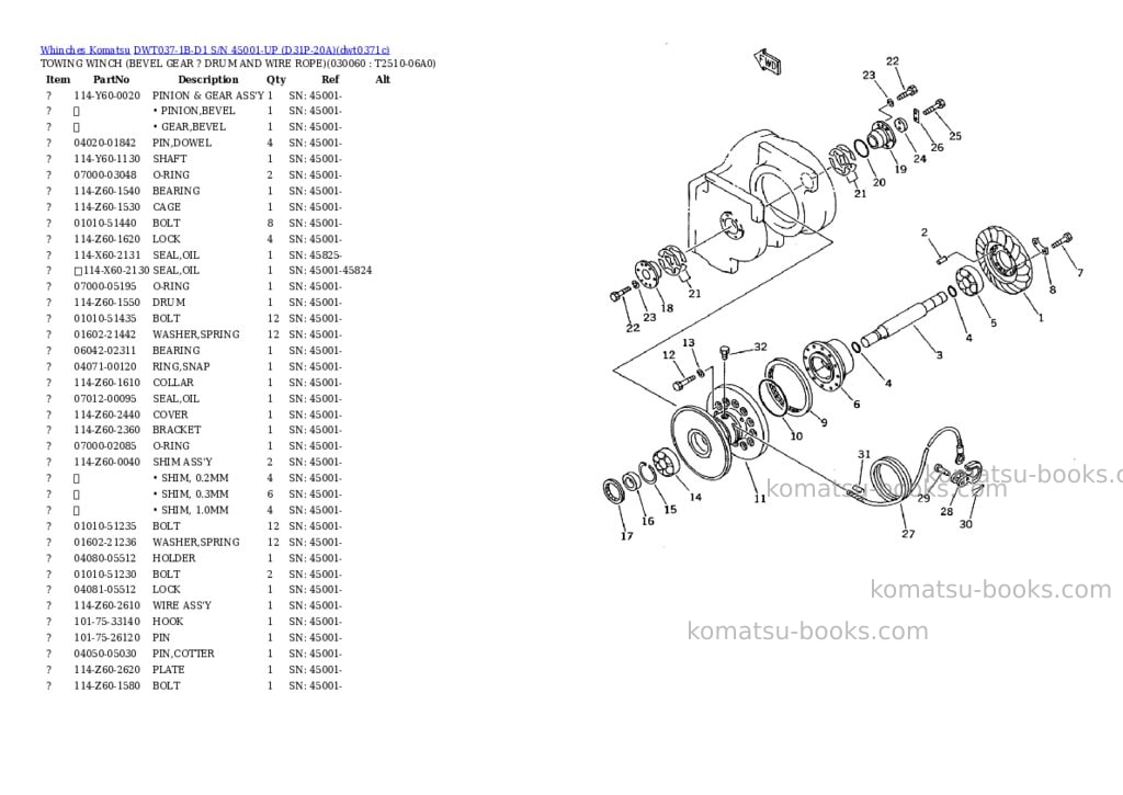 Komatsu dwt037-1b-d1 s/n 45001-up d31p-20a Parts catalog cover Page 5