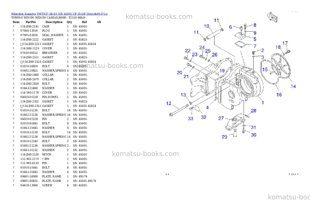 Komatsu dwt037-1b-d1 s/n 45001-up d31p-20a Parts catalog cover Page 7