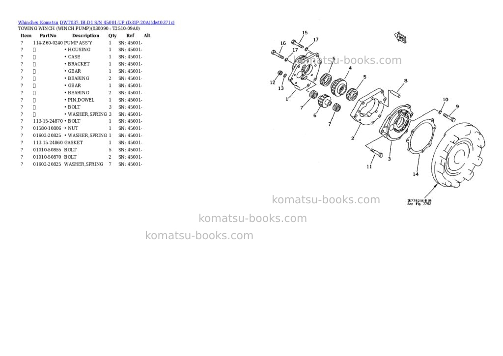 Komatsu dwt037-1b-d1 s/n 45001-up d31p-20a Parts catalog cover Page 8