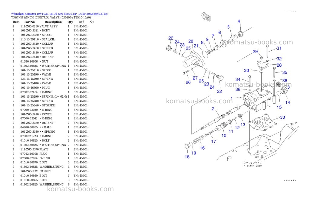 Komatsu dwt037-1b-d1 s/n 45001-up d31p-20a Parts catalog cover Page 9