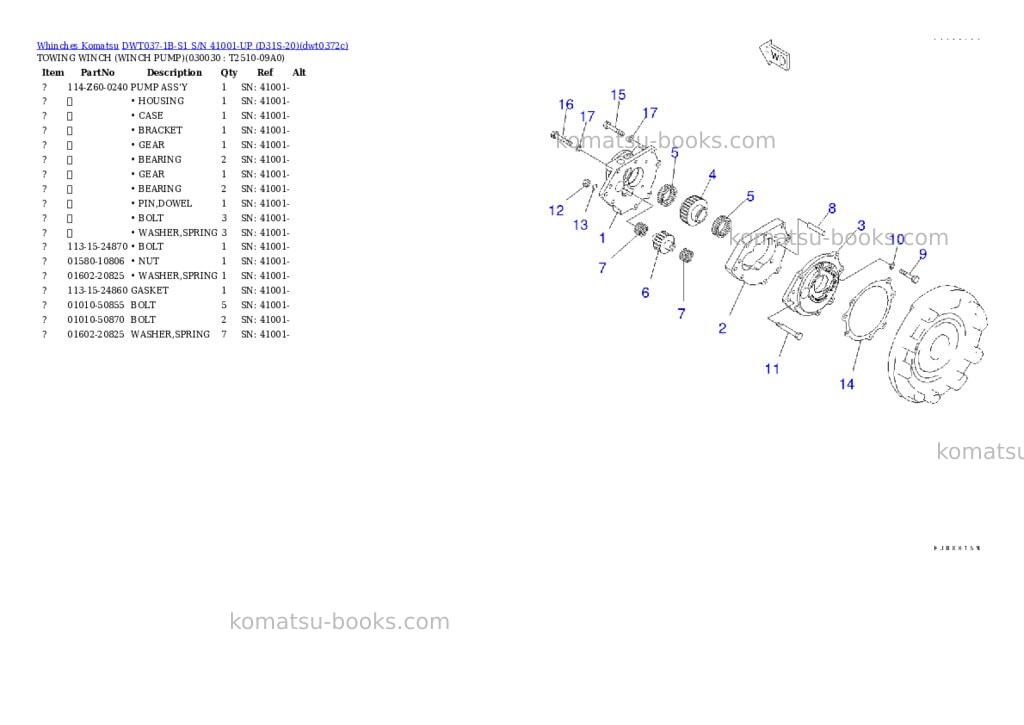 Komatsu dwt037-1b-s1 s/n 41001-up d31s-20 Parts catalog cover Page 2