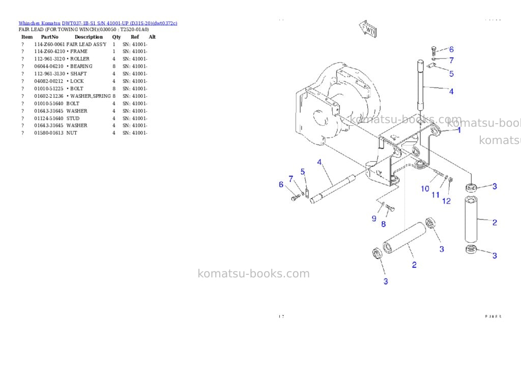Komatsu dwt037-1b-s1 s/n 41001-up d31s-20 Parts catalog cover Page 4