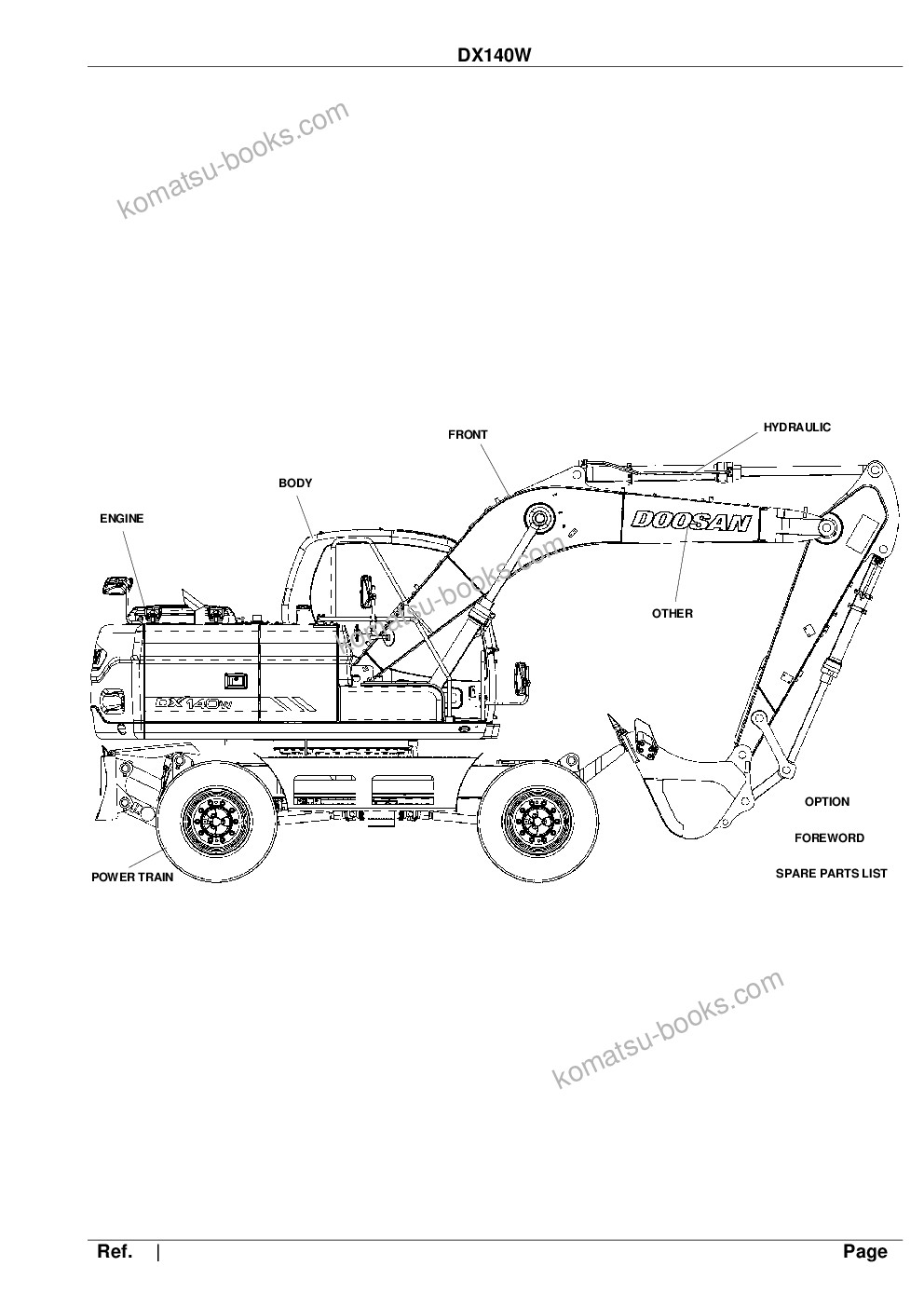 Komatsu DX140W Parts catalog cover Komatsu DX140W Parts catalog cover