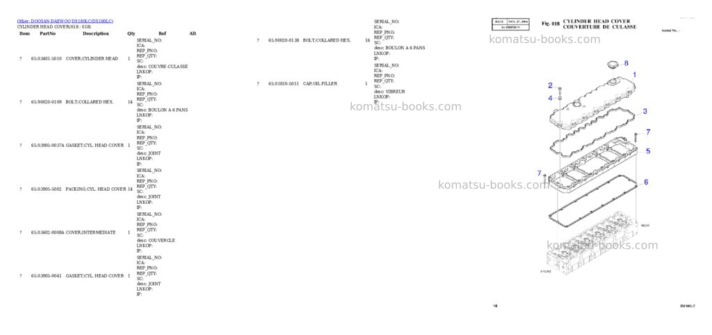 Komatsu DX180LC Parts catalog cover Page 8
