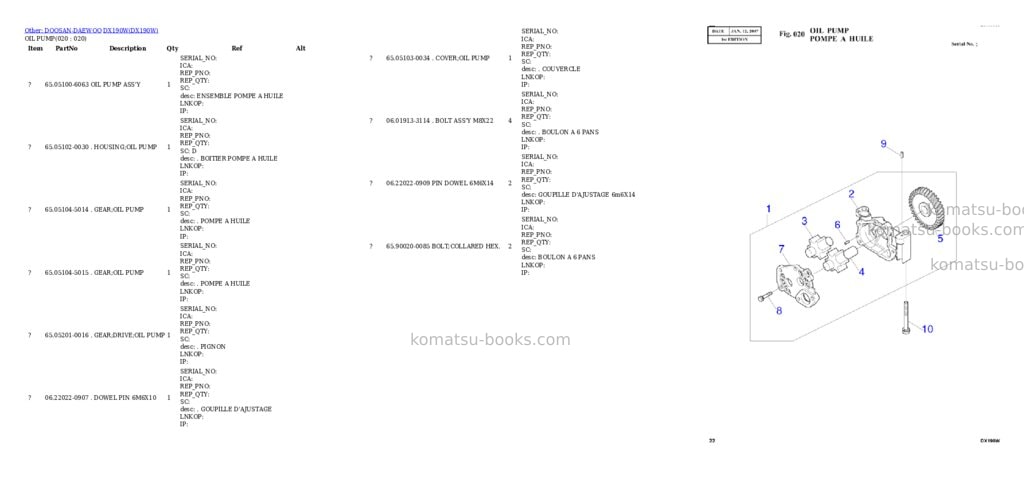 Komatsu DX190W Parts catalog cover Page 10 Komatsu DX190W Parts catalog cover Page 10
