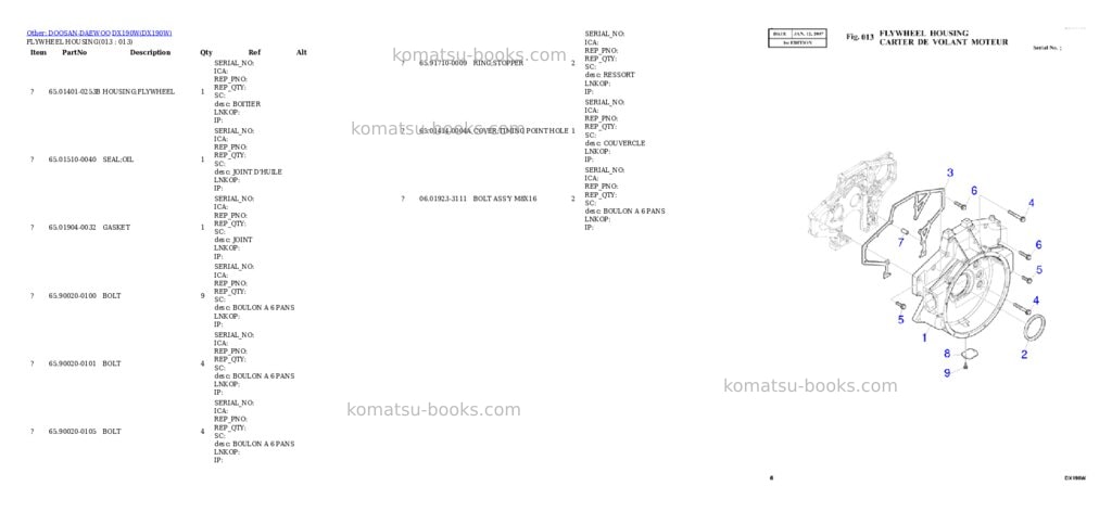 Komatsu DX190W Parts catalog cover Page 3 Komatsu DX190W Parts catalog cover Page 3