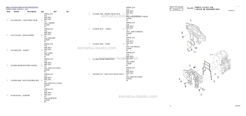 Komatsu DX210W Parts catalog cover Page 2 Komatsu DX210W Parts catalog cover Page 2