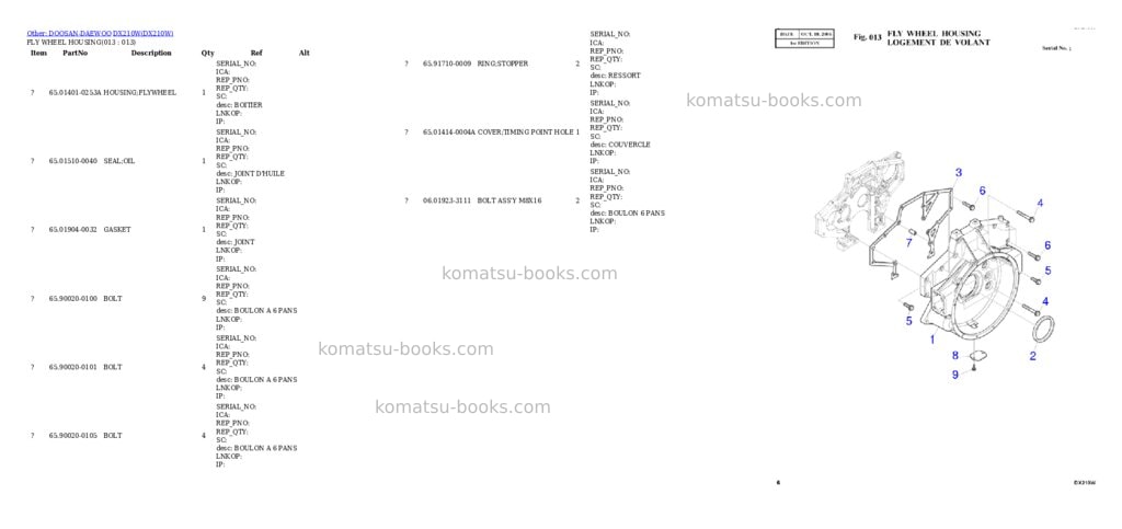 Komatsu DX210W Parts catalog cover Page 3 Komatsu DX210W Parts catalog cover Page 3