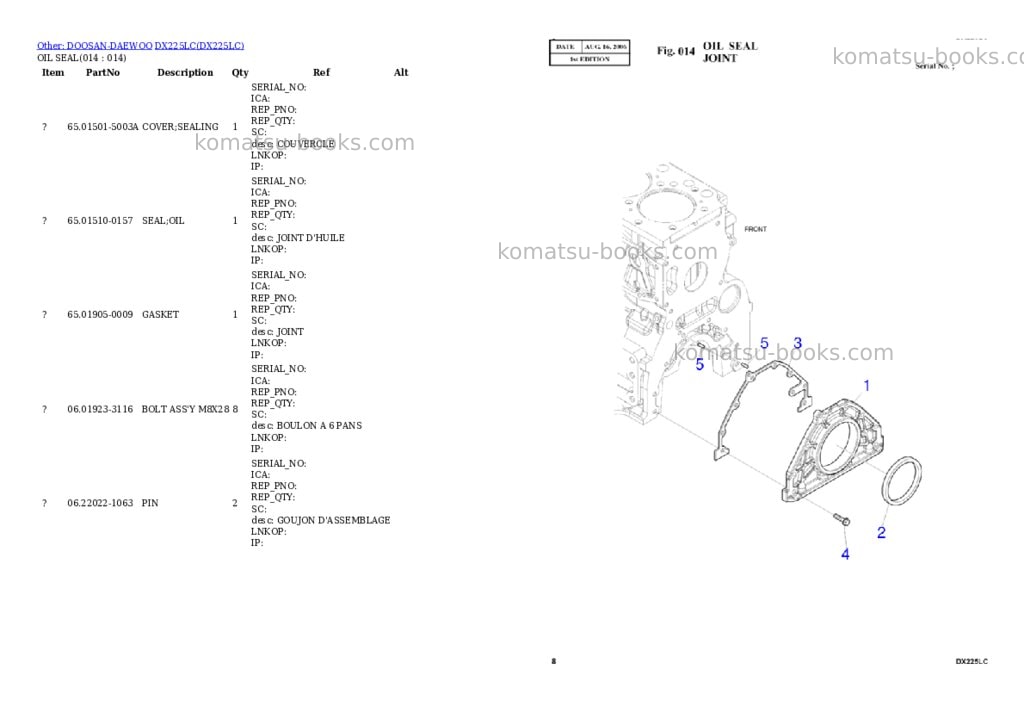 Komatsu DX225LC Parts catalog cover Page 4