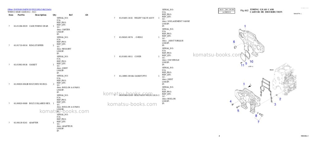 Komatsu DX225NLC Parts catalog cover Page 2
