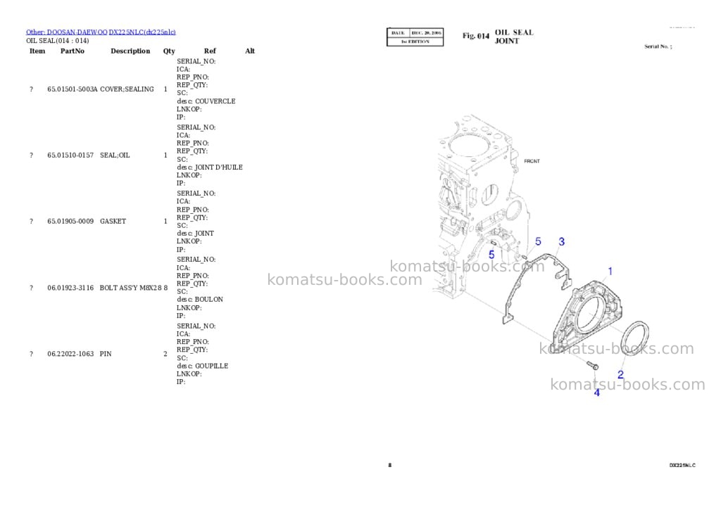 Komatsu DX225NLC Parts catalog cover Page 4