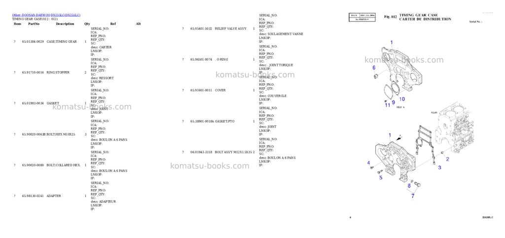 Komatsu DX255LC Parts catalog cover Page 2 Komatsu DX255LC Parts catalog cover Page 2