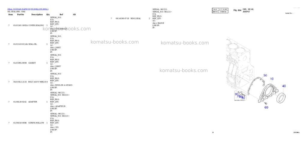 Komatsu DX300LL Parts catalog cover Page 4 Komatsu DX300LL Parts catalog cover Page 4