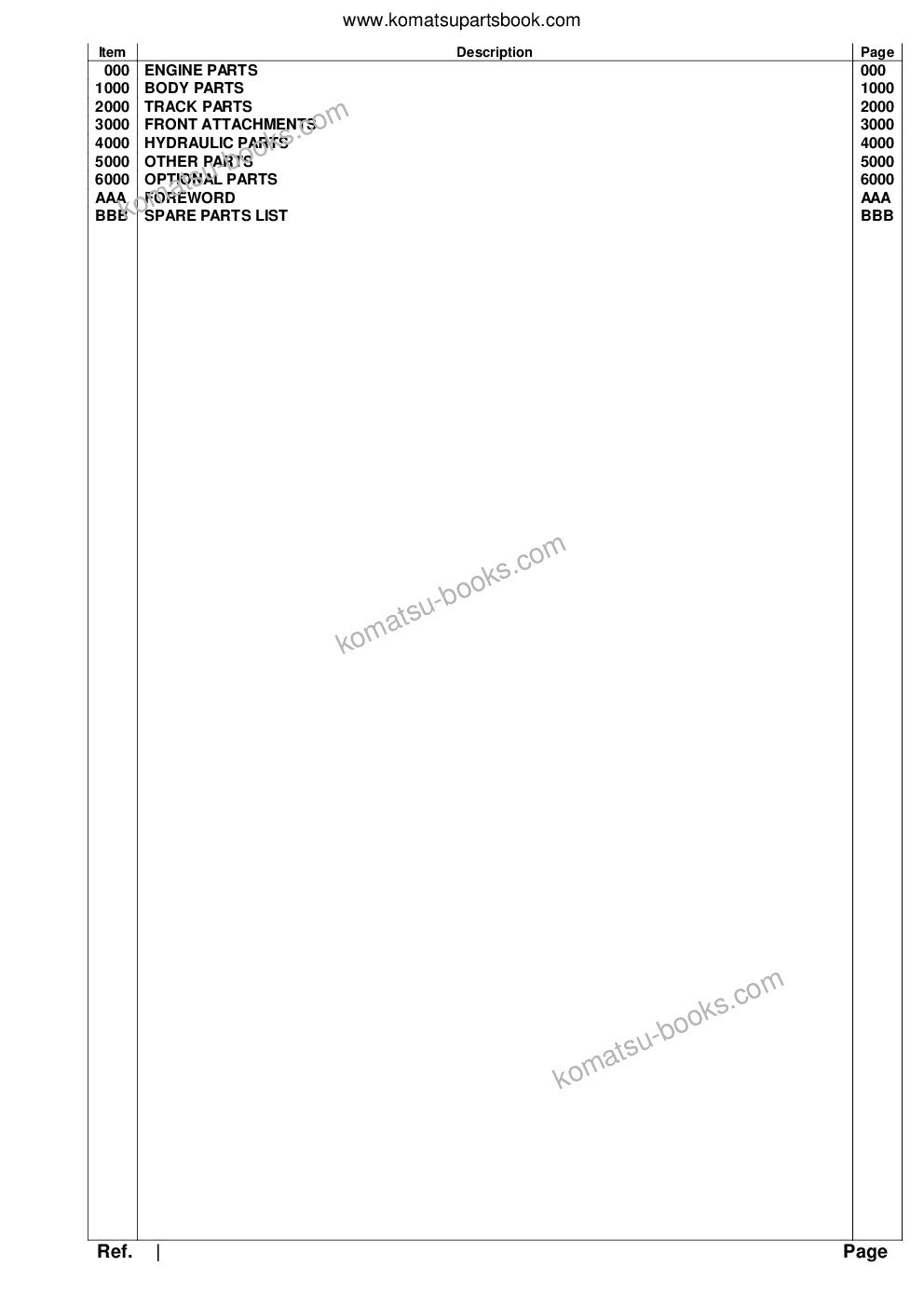 Komatsu DX480LC Parts catalog cover Page 2 Komatsu DX480LC Parts catalog cover Page 2