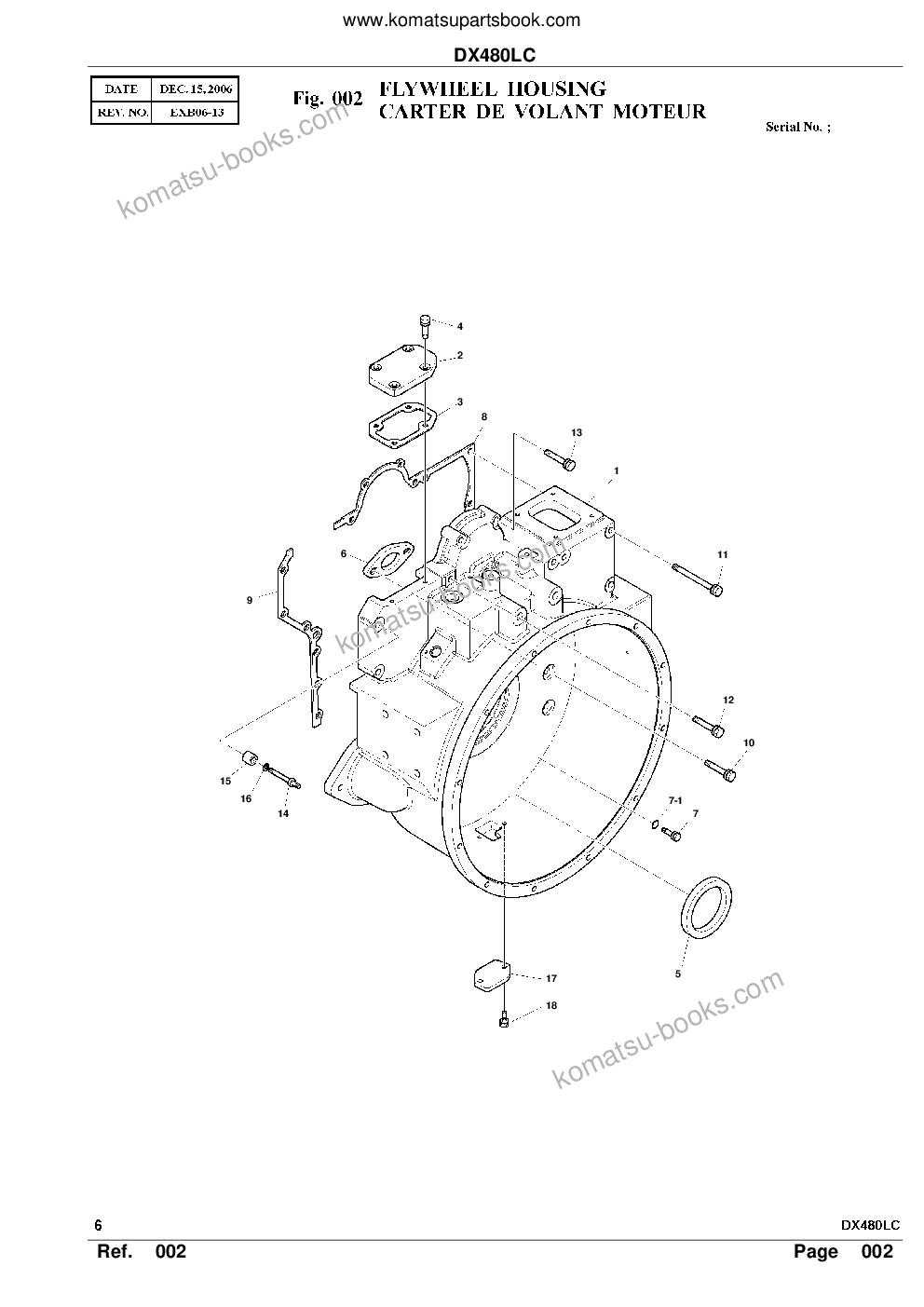 Komatsu DX480LC Parts catalog cover Page 7 Komatsu DX480LC Parts catalog cover Page 7
