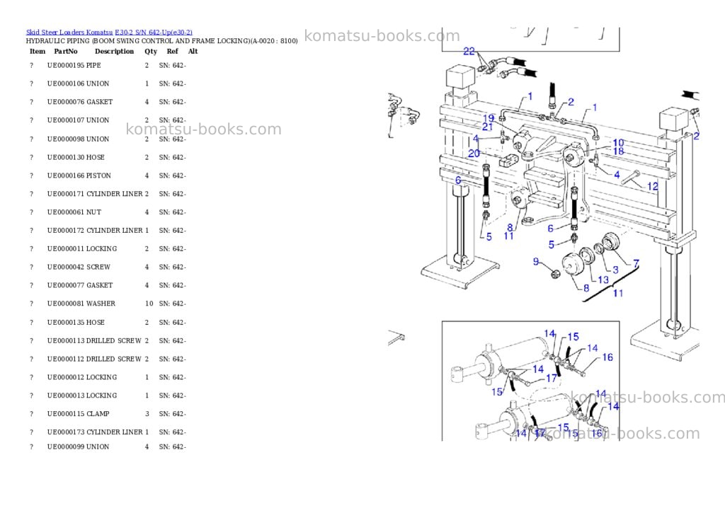 Komatsu e30-2 s/n 642-up Parts catalog cover