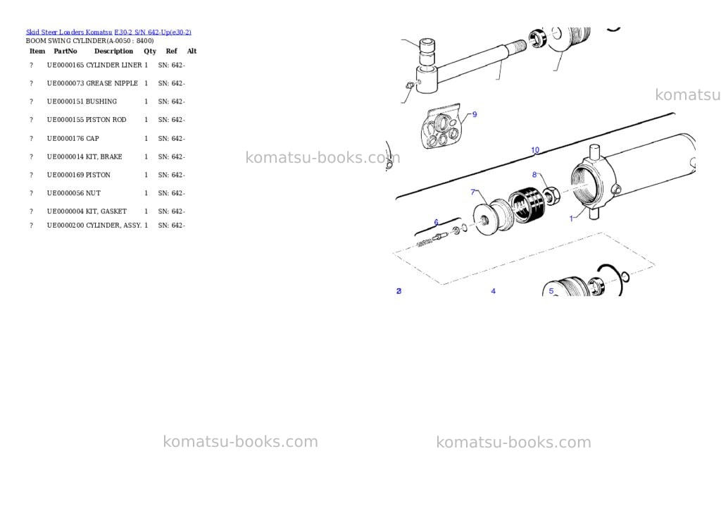 Komatsu e30-2 s/n 642-up Parts catalog cover Page 4