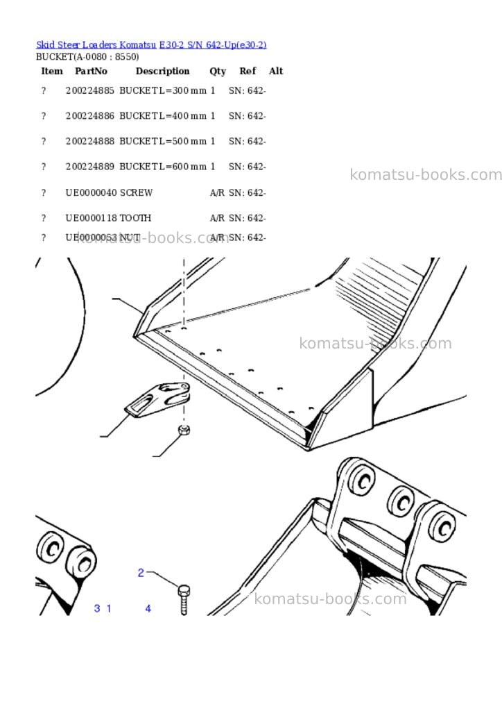 Komatsu e30-2 s/n 642-up Parts catalog cover Page 7