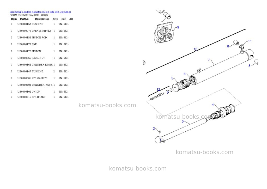 Komatsu e30-2 s/n 642-up Parts catalog cover Page 8