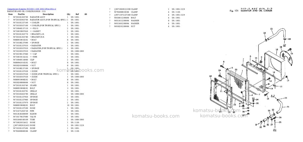 Komatsu ec105v-1 s/n 1001-up Parts catalog cover Page 2 Komatsu ec105v-1 s/n 1001-up Parts catalog cover Page 2