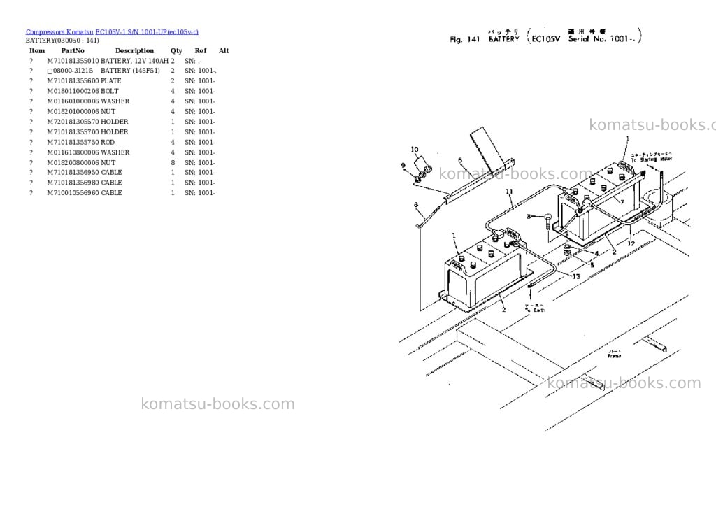 Komatsu ec105v-1 s/n 1001-up Parts catalog cover Page 4 Komatsu ec105v-1 s/n 1001-up Parts catalog cover Page 4