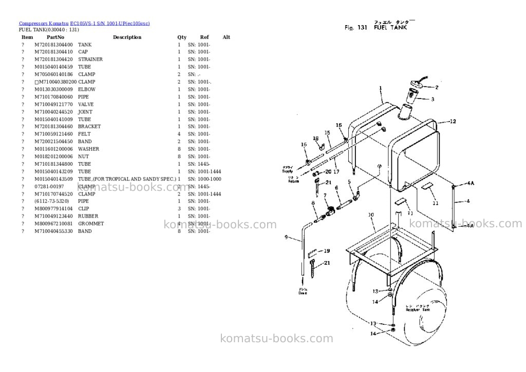 Komatsu ec105vs-1 s/n 1001-up Parts catalog cover Page 3 Komatsu ec105vs-1 s/n 1001-up Parts catalog cover Page 3