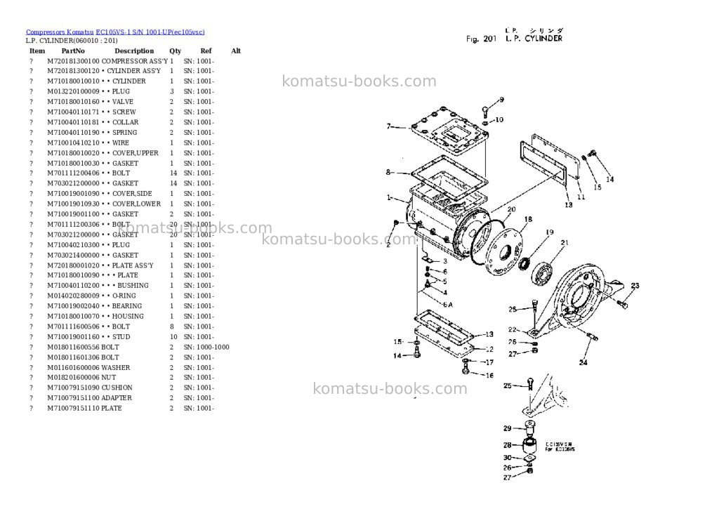 Komatsu ec105vs-1 s/n 1001-up Parts catalog cover Page 8 Komatsu ec105vs-1 s/n 1001-up Parts catalog cover Page 8