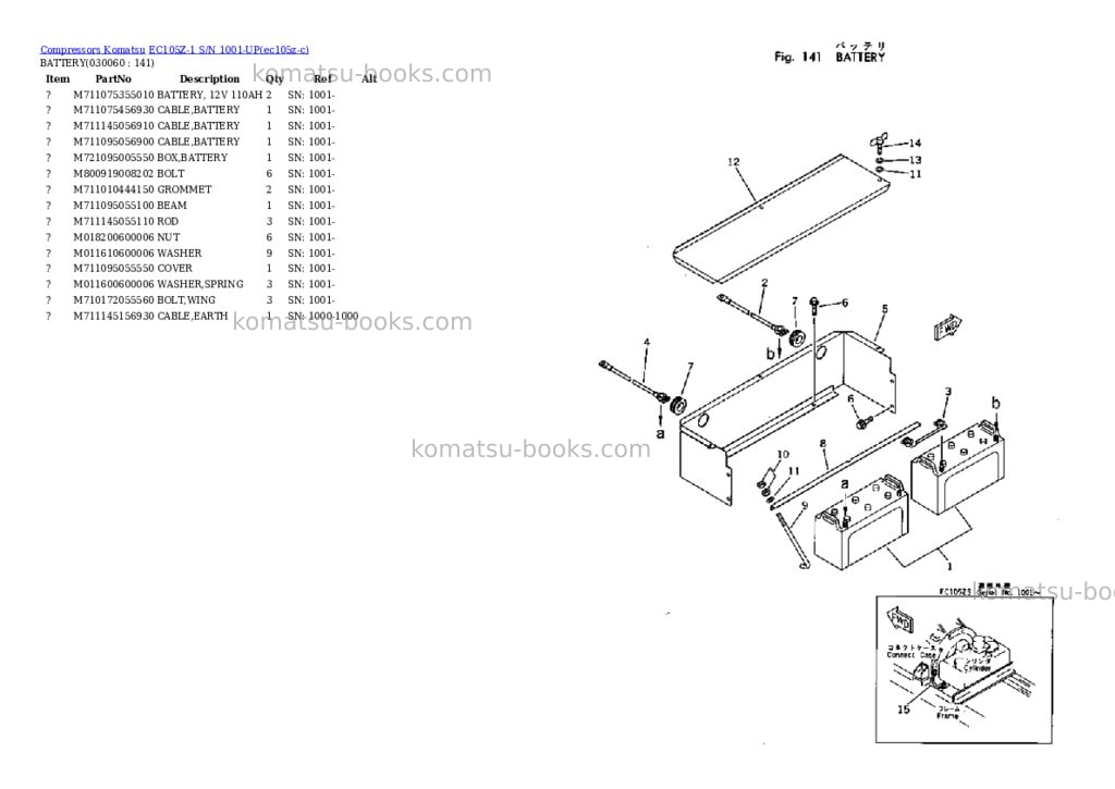 Komatsu ec105z-1 s/n 1001-up Parts catalog cover Page 5 Komatsu ec105z-1 s/n 1001-up Parts catalog cover Page 5