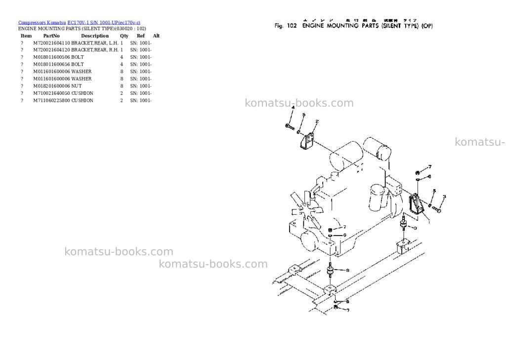 Komatsu ec170v-1 s/n 1001-up Parts catalog cover