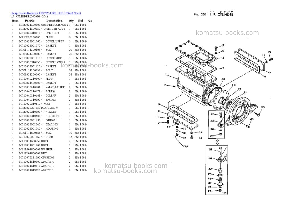 Komatsu ec170v-1 s/n 1001-up Parts catalog cover Page 10